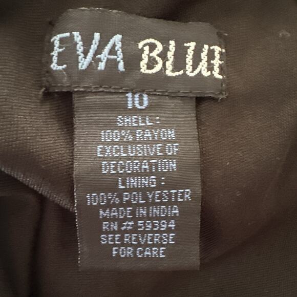 EVA BLUE Dress Womens 10 Black Floral Strappy Midi Asymmetric Fairy Grunge Y2K - Picture 6 of 11